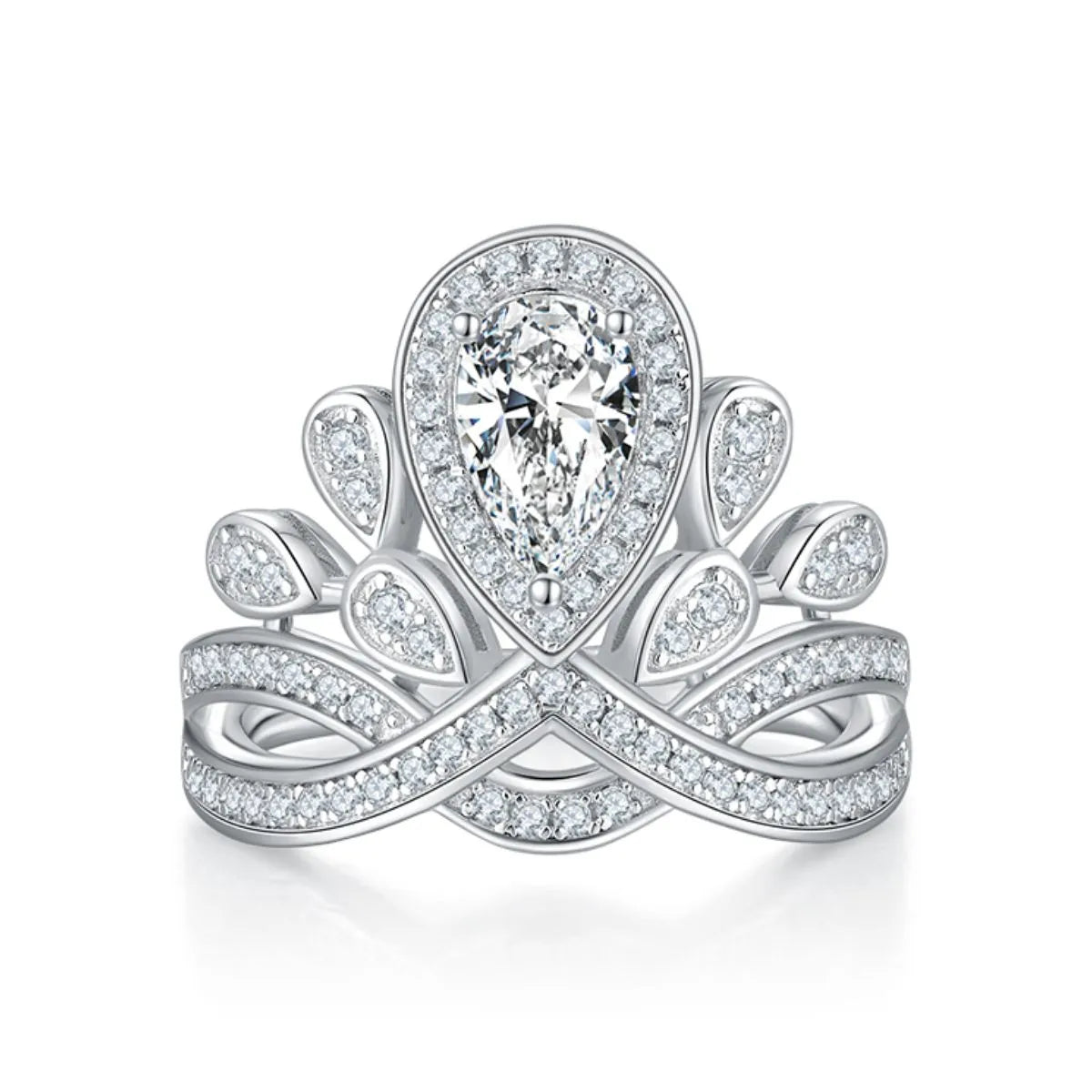Sterling silver ring featuring a 1 carat moissanite gemstone, showcasing a sparkling, elegant design.