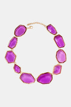 Geometrical shape zinc alloy frame resin necklace with modern design, featuring colorful resin accents and a stylish jewelry piece.