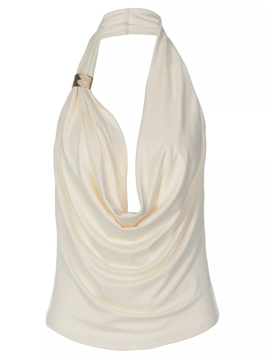 Halter neck ruched tank top by Shopimist featuring a fitted design and gathered fabric at the bust.