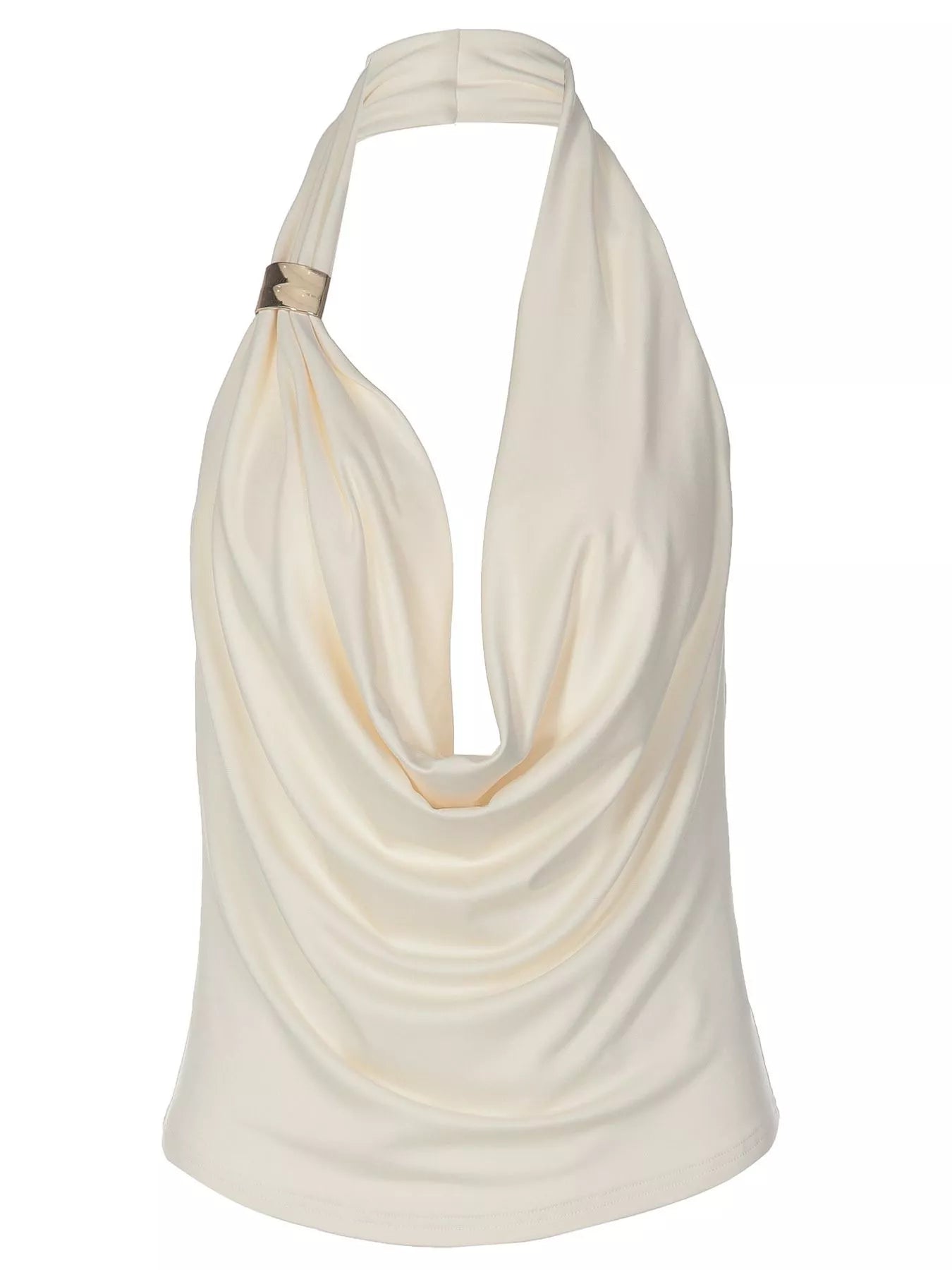 Halter neck ruched tank top by Shopimist featuring a fitted design and gathered fabric at the bust.