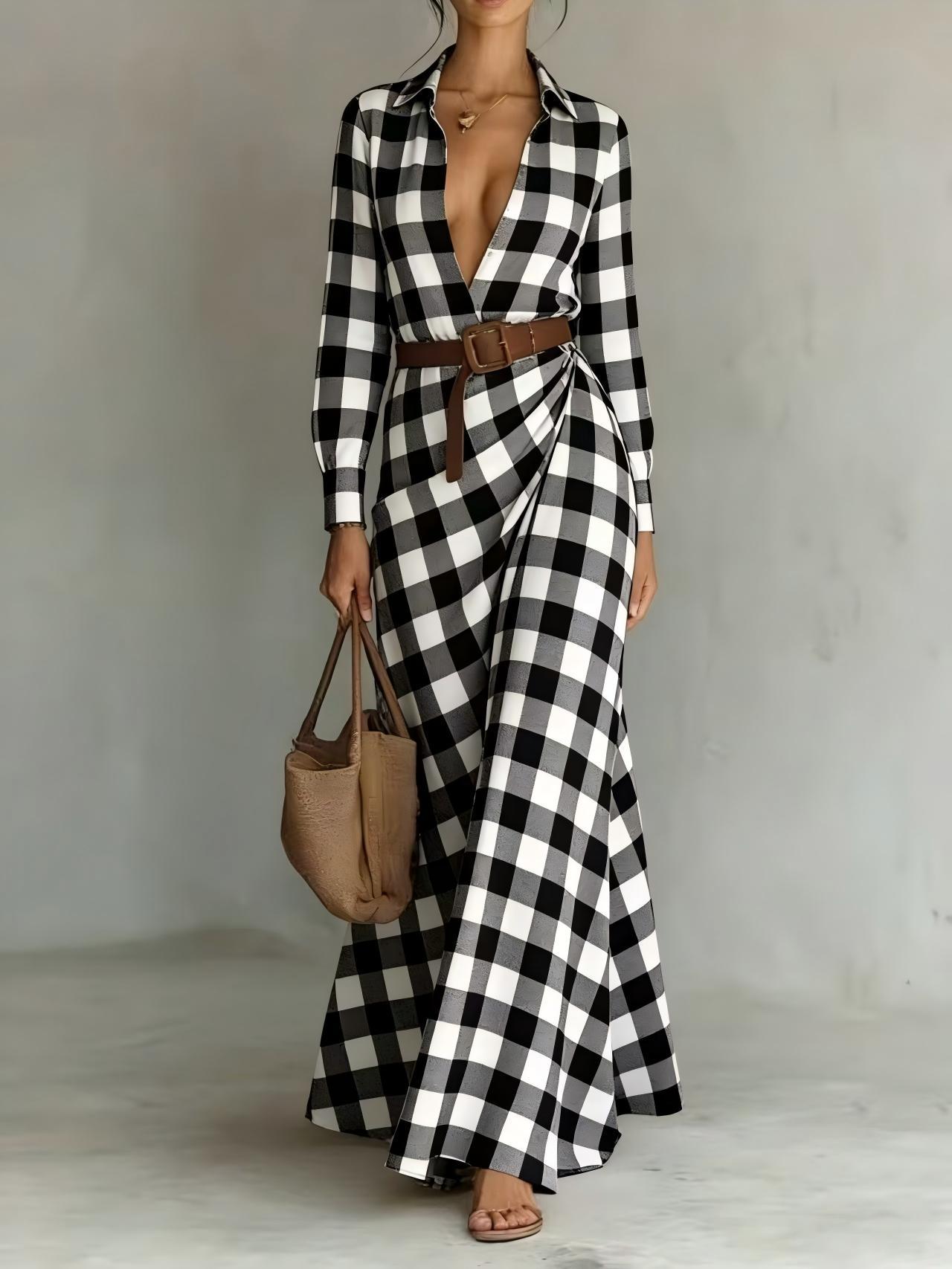 Women's belted irregular pleated dress by Plush Fashion Hub featuring a flowy design and stylish waist belt.