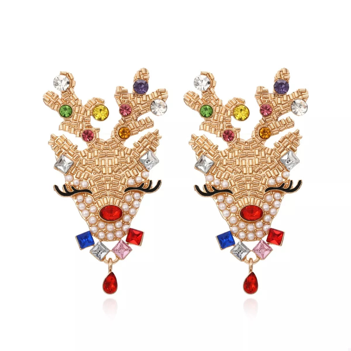Christmas Reindeer Rhinestone Earrings from Plush Fashion Hub featuring festive reindeer design with sparkling rhinestones