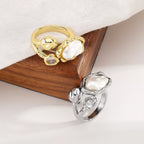 Irregular pearl open ring by Shopimist featuring a unique, organic-shaped pearl on a sleek silver band.