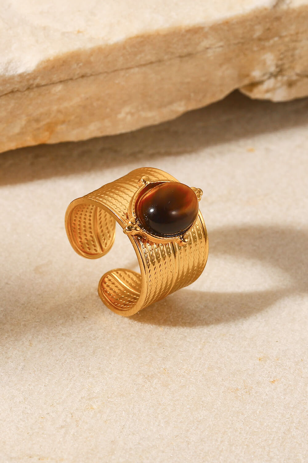 18K gold-plated wide open ring with sleek, polished finish, stylish jewelry piece from Shopimist designed for modern fashion.