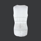 Women’s white thin pullover vest from FitiqueFit, casualwear, featuring a solid color design and sleeveless style.
