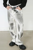 Men's contrast loose denim jeans by Trendsi, featuring a relaxed fit and stylish design, shown on a model.