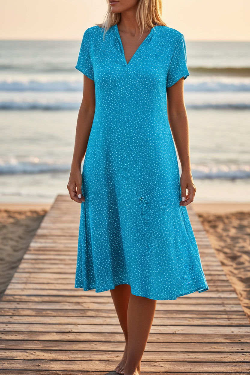 FitiqueFit ethnic print midi dress with scoop neck featuring geometric boho pattern and flowing silhouette.
