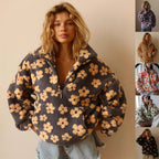 Winter Flowers Lambskin Sweatshirt Women | Cozy Zip-Up Pocket Pullover