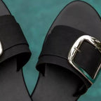 Open toe buckle sandals by Plush Fashion Hub featuring stylish straps and a comfortable slip-on design.