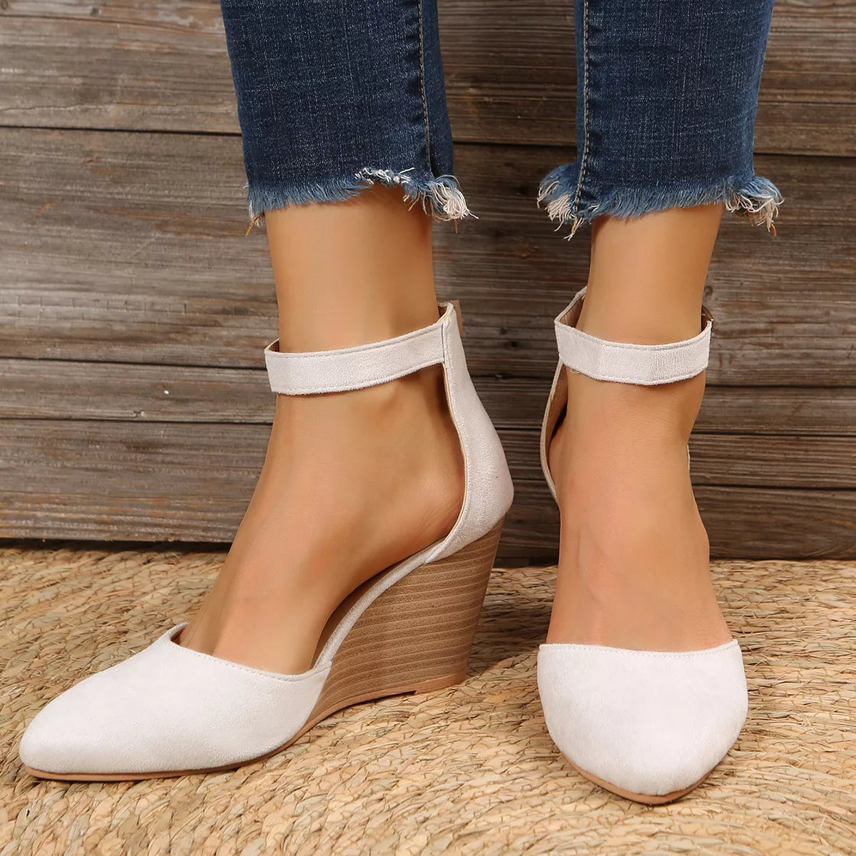 Shopimist point toe wedge sandals with open toes and stylish design, perfect for summer footwear and casual wear.