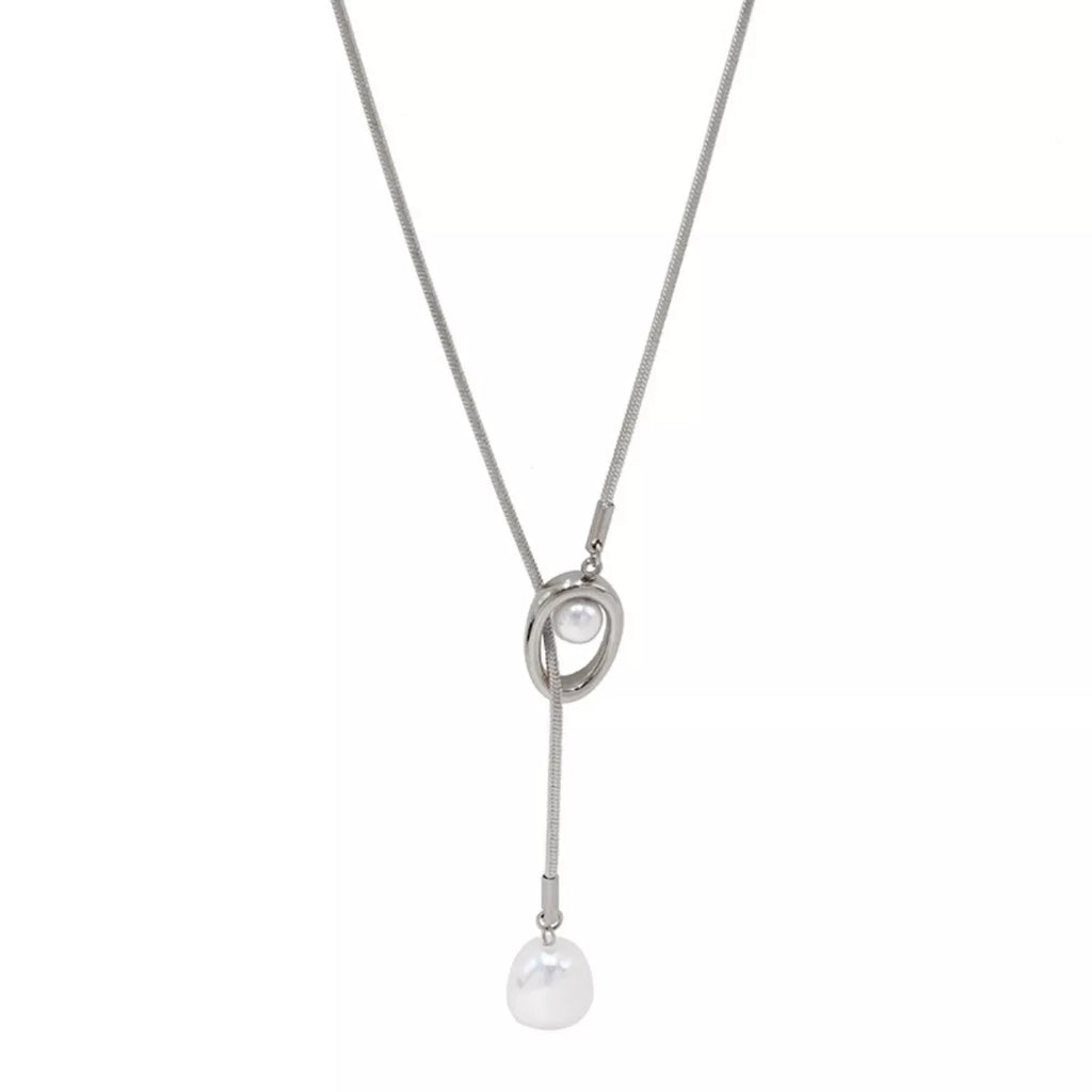 Elegant pearl pendant necklace from Shopimist featuring a single lustrous pearl on a delicate chain.