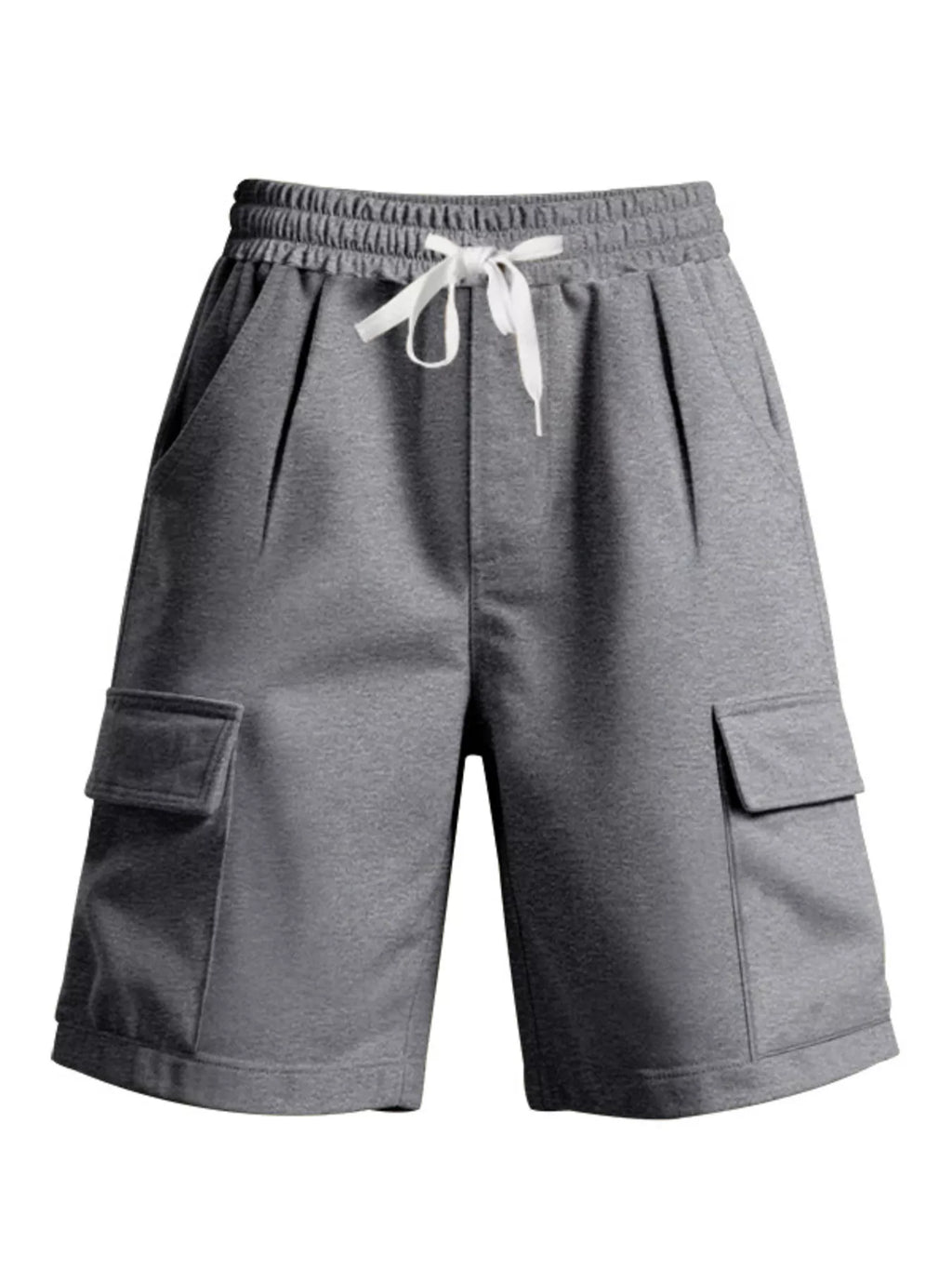 Plus size men's drawstring pocketed shorts from Trendsi, featuring a comfortable fit and casual style.