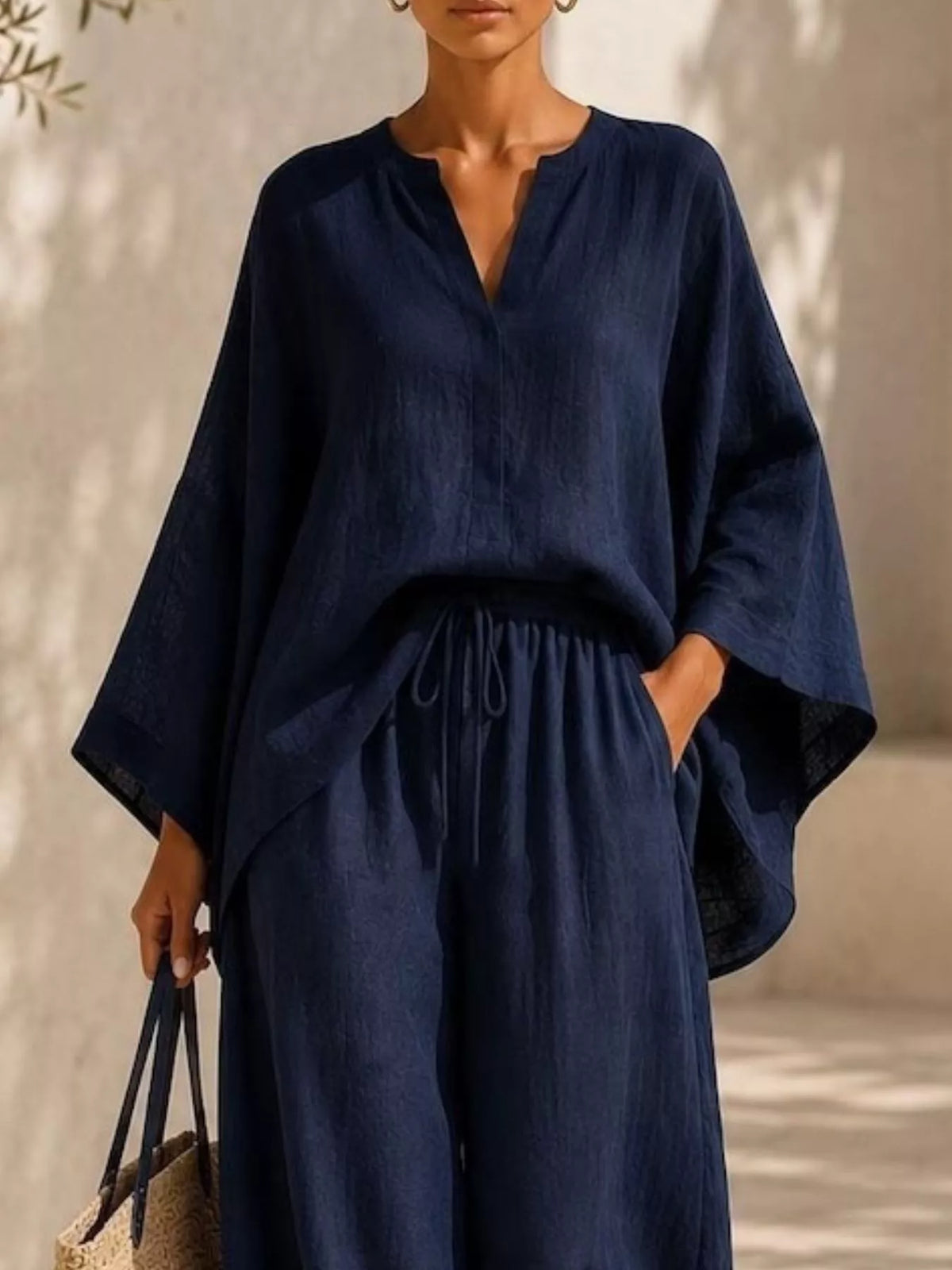 Plus size plush fashion hub loungewear set with full notched long sleeve top and wide-leg pants, comfortable and stylish.