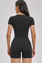 Fitglutes Activewear Zenith T-shirt and shorts 2-piece set, black workout gymwear for men featuring breathable fabric and athletic fit.