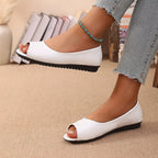 Shopimist peep toe flats sandals featuring a stylish open toe design and comfortable slip-on style.