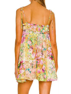 Floral print tie-shoulder mini dress from Trendsi featuring a feminine design and vibrant floral pattern.