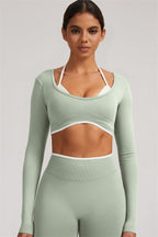 Fitglutes Activewear long sleeve crop top and leggings 2-piece set, stylish gymwear for workout and active lifestyle.