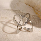 Stainless Steel Crisscross Open Ring