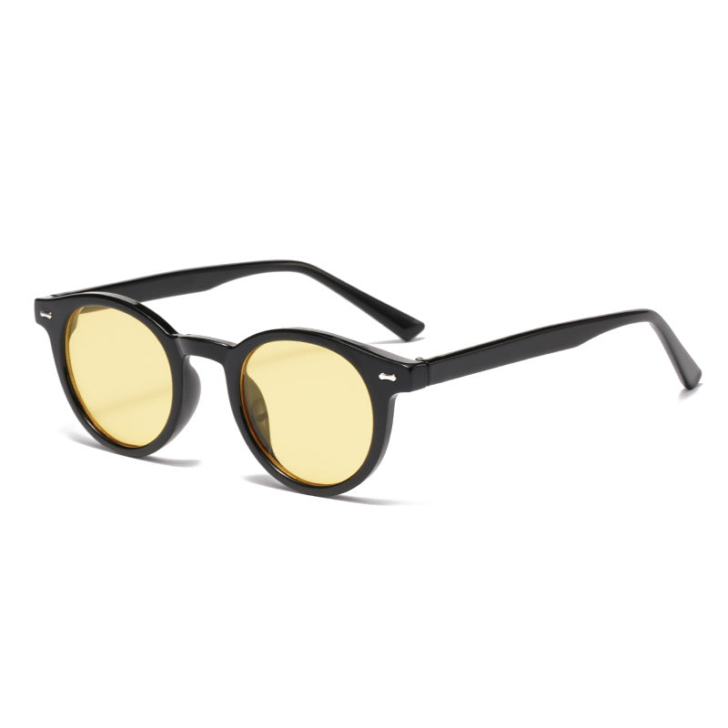 Retro round UV400 sunglasses with tinted frames, stylish European eye wear from Plush Fashion Hub.