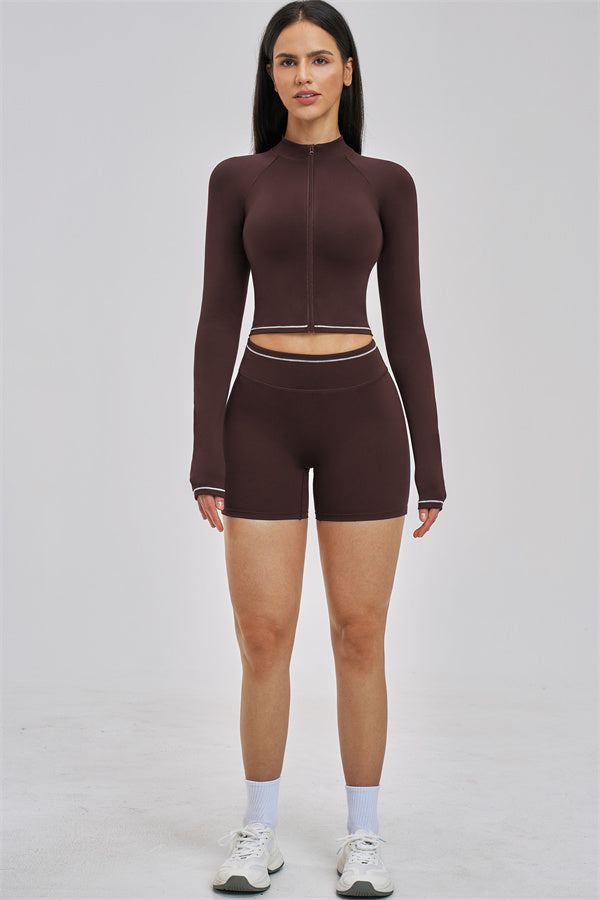 Fitglutes Activewear Unbound Jacket Shorts 2-piece set featuring stylish workout jacket and matching shorts for fitness and gym activities.
