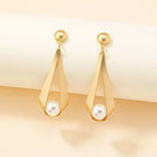 18K gold-plated pearl drop earrings with elegant dangling pearls, featuring a sophisticated and timeless jewelry design.