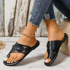 Shopimist toe ring buckle sandals featuring sleek straps and a stylish design, perfect for casual summer wear.