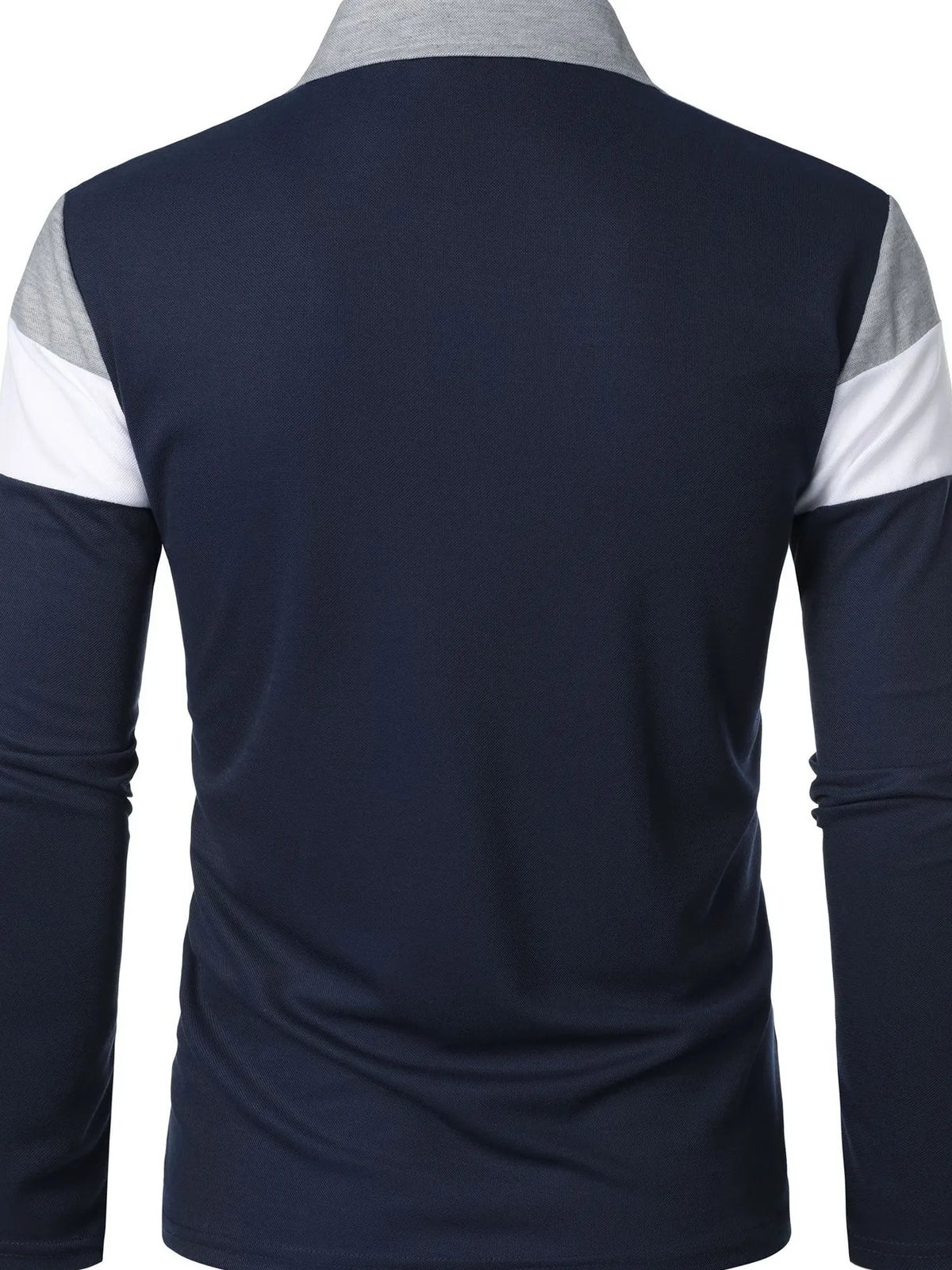 Men's color block long sleeve polo shirt by Trendsi, plus size men's polo in vibrant color block design.