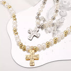 Pearl and cross pendant necklace by Shopimist featuring a delicate pearl and silver cross charm on a fine chain