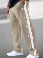 Men's plus size textured drawstring pants by Shopimist, showing the full-length, comfortable fit with a drawstring waist and textured fabric.