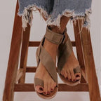 Plus size Roman style women's buckle toe flat sandals by Plush Fashion Hub, featuring comfortable slip-on design and stylish details.