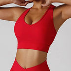 Seamless yoga activewear set by Plush Fashion Hub with a fitted jacket, sports bra, and high-waist leggings in soft stretch fabric.