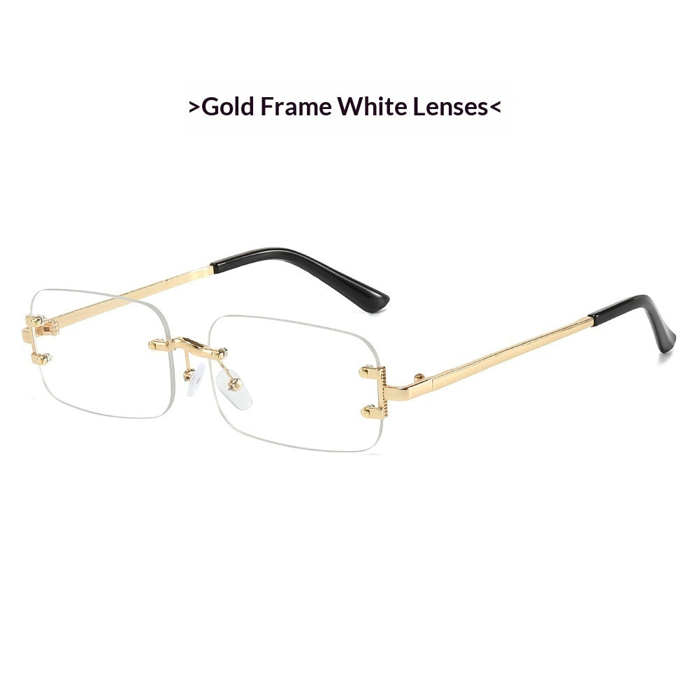 Elegant frameless rimless sunglasses by Plush Fashion Hub featuring a stylish Western-inspired design.