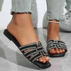 Shopimist rhinestone open toe sandals with stylish straps and sparkling embellishments, perfect for summer footwear.