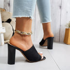 Open toe block heels sandals by Shopimist featuring beige straps and chunky heels, perfect for stylish summer footwear.