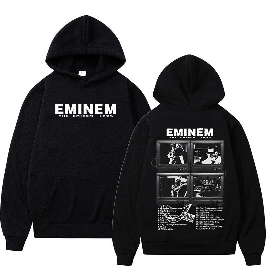 Unisex Eminem World Tour hoodie by eprolo featuring a bold graphic design on a comfortable sweatshirt.