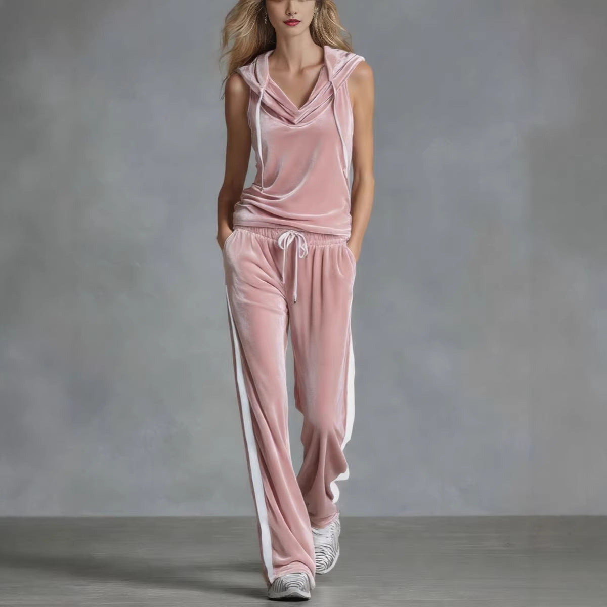 Velvet Hooded Two-Piece Lounge Set