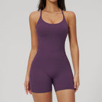Women's sleeveless backless jumpsuit by Plush Fashion Hub, slim-fit sport-style jumpsuit with modern, stylish design.