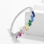 925 sterling silver zircon contrast ring with sparkling stones and sleek design, perfect for elegant jewelry collection