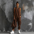 Women's sleeveless tank top and cropped ankle pants set by Plush Fashion Hub, casual two-piece outfit, front view.