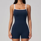 Women's square collar backless shorts jumpsuit by Plush Fashion Hub featuring a sporty fashion style and modern design.