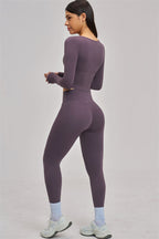 Fitglutes Activewear long sleeve crop top from The Swoon collection, shown in a stylish fit and fabric detail.