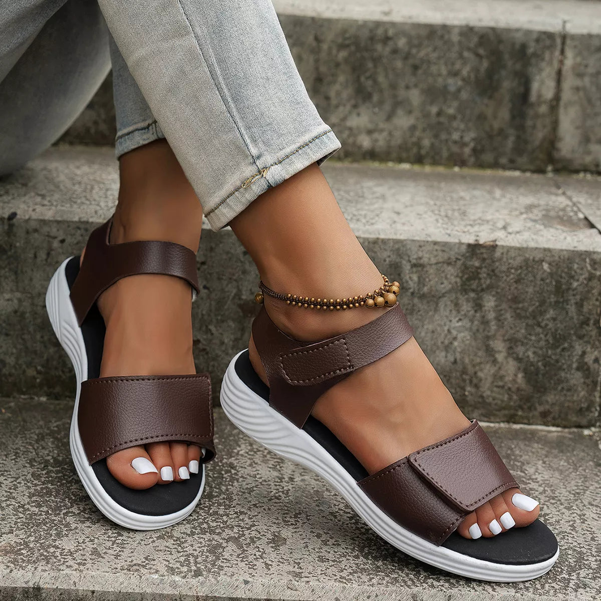 Shopimist open toe flats sandals with sleek design and comfortable fit, featuring a minimalist style perfect for casual wear.