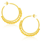 14k yellow gold hoop earrings with dangling sequin accents, stylish jewelry by Plush Fashion Hub.