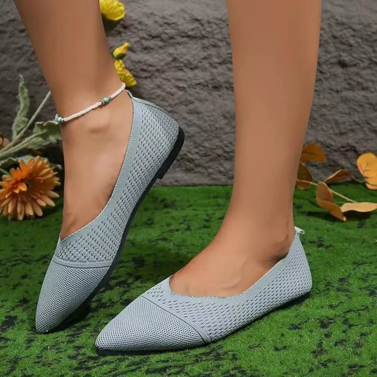 Point toe flats slip-on footwear by Trendsi featuring a sleek design and comfortable fit, perfect for casual or dressy occasions.