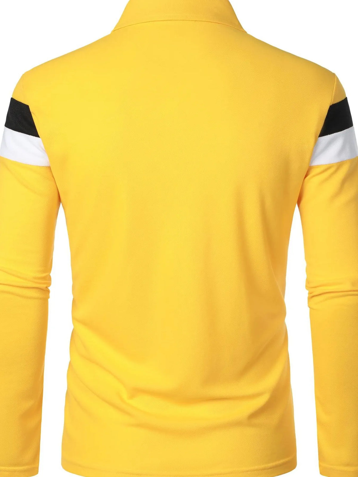 Men's color block long sleeve polo shirt in plus size by Trendsi, featuring a stylish multicolor design and classic collar.