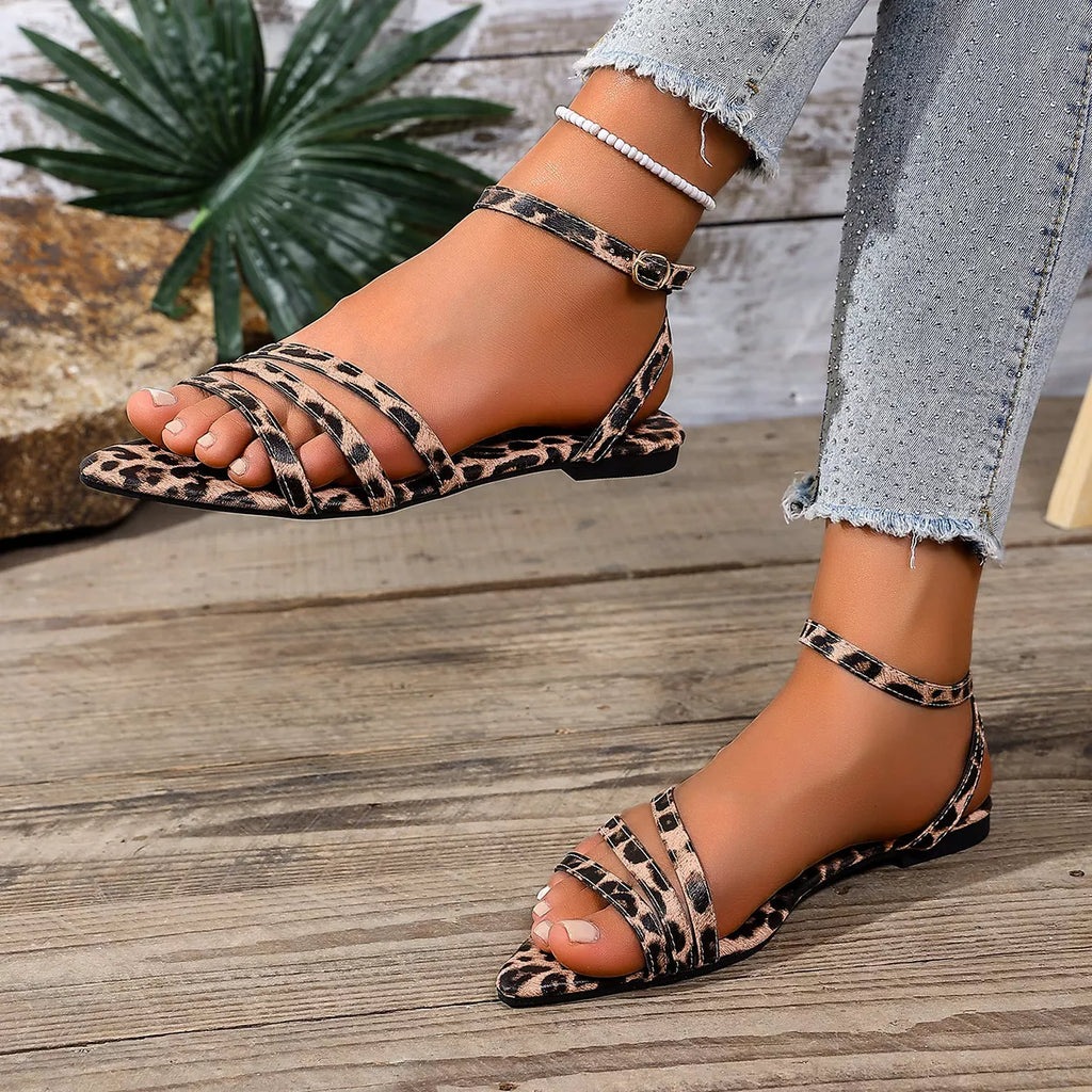 Shopimist open toe flats sandals with minimalist design and neutral color, featuring comfortable slip-on style and open toe front.