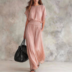 Women's chiffon high-waist ruched maxi dress by FitiqueFit, flowing fabric with gathered details, perfect for elegant occasions.