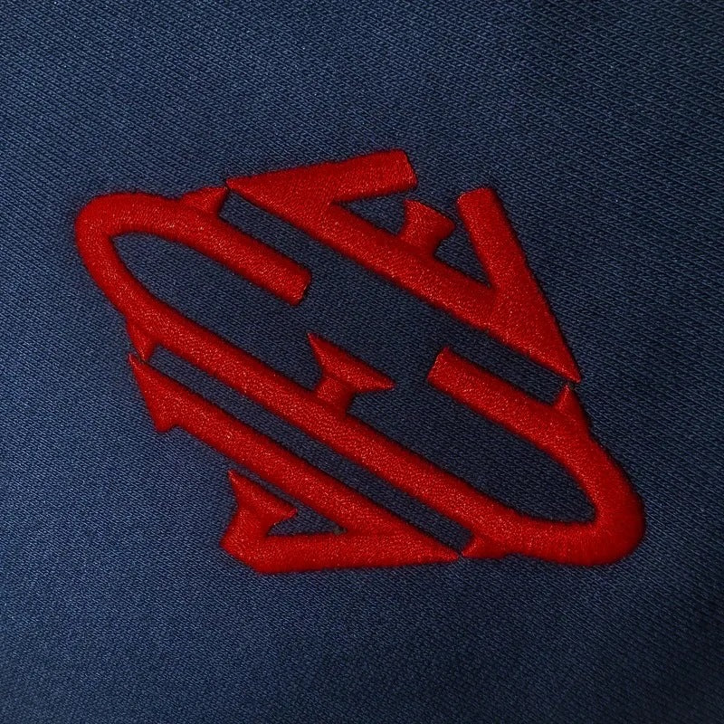 Vintage Retro Embroidered Hooded Polo Sweatshirt