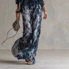 Sleeveless camisole collar top and printed wide leg pants chiffon set