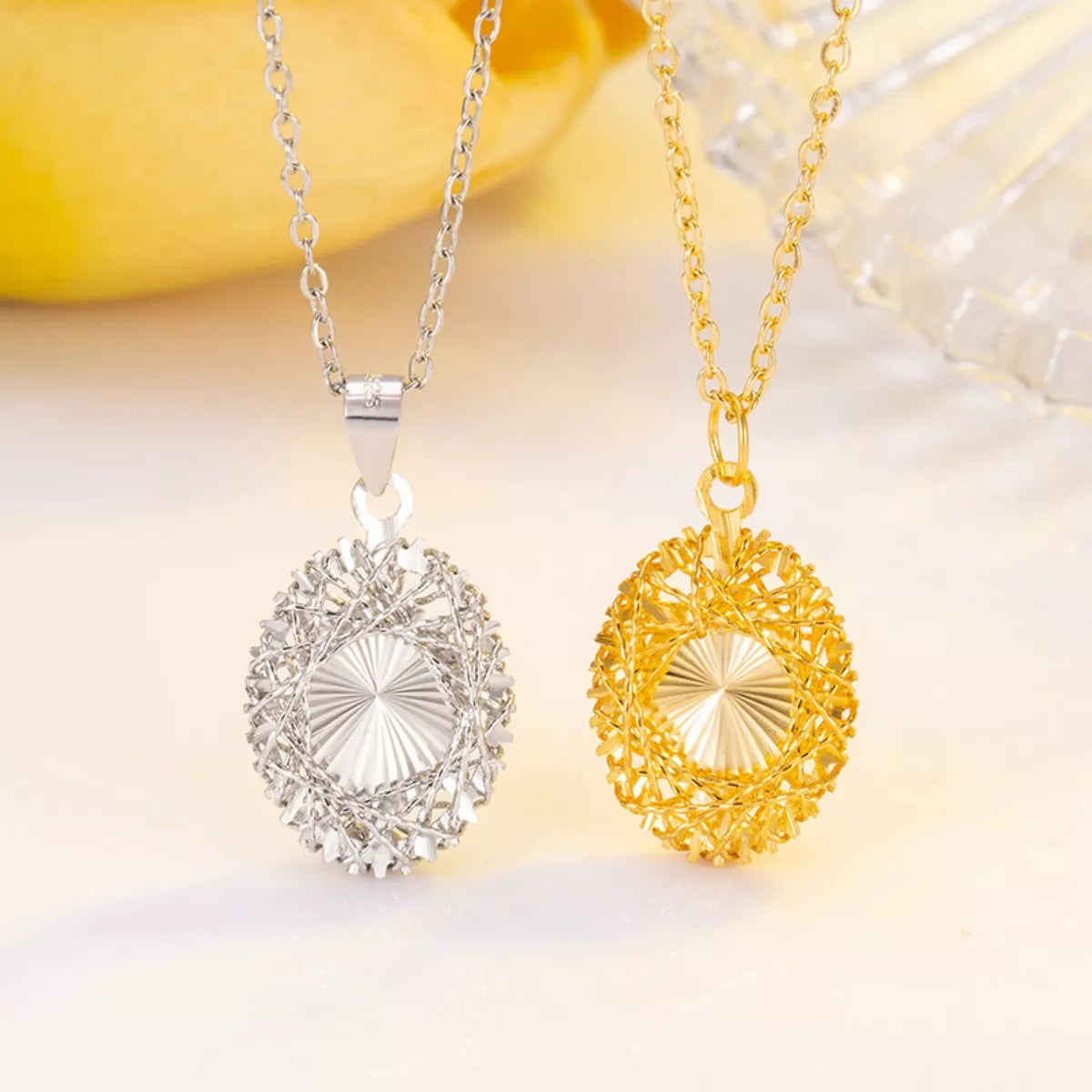 Sterling silver pendant necklace featuring a delicate design, crafted by Plush Fashion Hub, on a sleek chain.